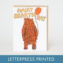 Load image into Gallery viewer, Egg Press Manufacturing - Birthday Bear Punny Letterpress Greeting Card by Egg Press: Paper tab