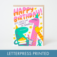 Load image into Gallery viewer, Dino Party Birthday Letterpress Greeting Card by Hello!Lucky