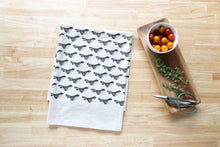 Load image into Gallery viewer, The High Fiber - Bird Kitchen Towel, Handprinted Bird Tea Towel: Black on Natural