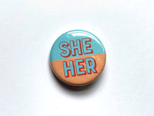 Load image into Gallery viewer, TheThirdArrow - 1.25” Blue & Orange Pronoun Buttons: Mix (1 of each)