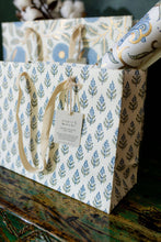 Load image into Gallery viewer, Hand Block Printed Gift Bags (Medium) - Blue Stone