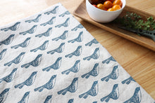 Load image into Gallery viewer, The High Fiber - Bird Kitchen Towel, Handprinted Bird Tea Towel: Black on Natural