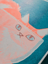 Load image into Gallery viewer, Orange Cat in a Bowl - Risograph Print