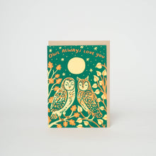 Load image into Gallery viewer, Owl Love Mini Letterpress Greeting Card by Phoebe Wahl