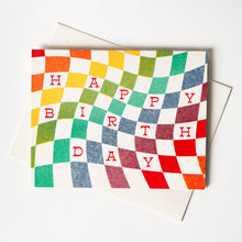 Load image into Gallery viewer, Rainbow Checkerboard Birthday - Risograph Card