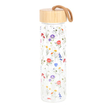 Load image into Gallery viewer, Wildflower Floral Glass And Bamboo Water Bottle