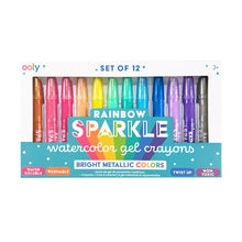 Load image into Gallery viewer, Rainbow Sparkle Metallic Watercolor Gel Crayons - Set of 12