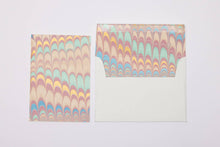 Load image into Gallery viewer, Hand Marbled Greeting Card - Scallops Mint Rose