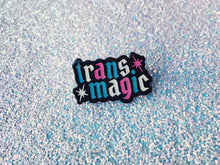 Load image into Gallery viewer, Trans Magic Enamel Pin - Glitter Trans Flag Colors