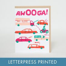 Load image into Gallery viewer, Awooga Cars Love Letterpress Greeting Card by Egg Press