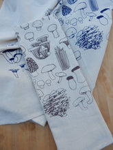 Load image into Gallery viewer, Mushroom Tea Towel, Handprinted Kitchen Towel, Mushrooms: Taupe