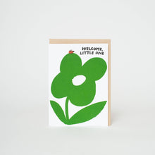 Load image into Gallery viewer, Welcome Baby Ladybug Letterpress Greeting Card by Egg Press: Paper tab