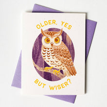 Load image into Gallery viewer, Older Owl - Risograph Birthday Card