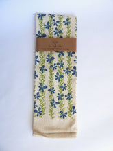 Load image into Gallery viewer, Floral Kitchen Towel, Handprinted Towel, Floral Vine: Pink and Green Vines on Natural