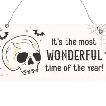 Load image into Gallery viewer, Most Wonderful Time of the Year Skull Halloween Hanging Sign