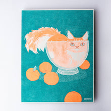 Load image into Gallery viewer, Orange Cat in a Bowl - Risograph Print