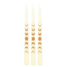 Load image into Gallery viewer, Set of 3 Off White Moon Phase Taper Dinner Candles