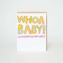 Load image into Gallery viewer, Whoa Baby Funny Congrats Letterpress Greeting Card by Egg Press