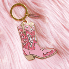 Load image into Gallery viewer, Cowgirl Boot Keychain, Pink Glitter