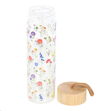 Load image into Gallery viewer, Wildflower Floral Glass And Bamboo Water Bottle