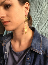 Load image into Gallery viewer, ELDORADO EARRINGS Eldorado-Long Hammered  Brass Arrow Motif Earrings Shoulder Dusters, All-Seeing-Eye