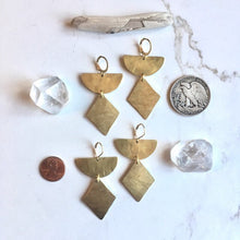 Load image into Gallery viewer, Thunderbird Earrings Forged Brass Geometric Dangle