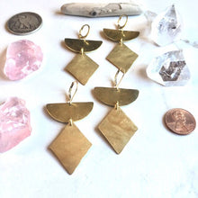 Load image into Gallery viewer, Thunderbird Earrings Forged Brass Geometric Dangle