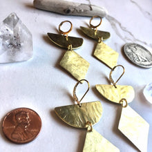 Load image into Gallery viewer, Thunderbird Earrings Forged Brass Geometric Dangle