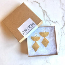 Load image into Gallery viewer, Thunderbird Earrings Forged Brass Geometric Dangle