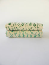 Load image into Gallery viewer, Root Vegetable Kitchen Towel, Garden Tea Towel, Veggie Print: Green on Natural