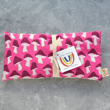 Load image into Gallery viewer, Weighted Eye Pillow in Hot Pink Mushroom Party Cotton