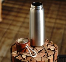 Load image into Gallery viewer, Sliver Insulated Tumbler With Wooden Lid