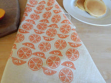 Load image into Gallery viewer, Orange Citrus Kitchen Towel, Handprinted Tea Towel