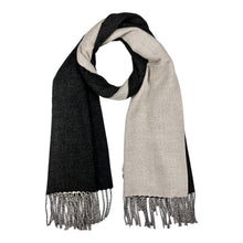 Load image into Gallery viewer, Reversible two tone coloured plain cashmere blend scarf: Black