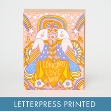 Load image into Gallery viewer, Wedding Congrats Love Birds Letterpress Greeting Card by Hello!Lucky: Paper tab
