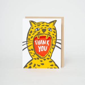 Thank You Cheetah Die-cut Letterpress Greeting Card by Egg Press