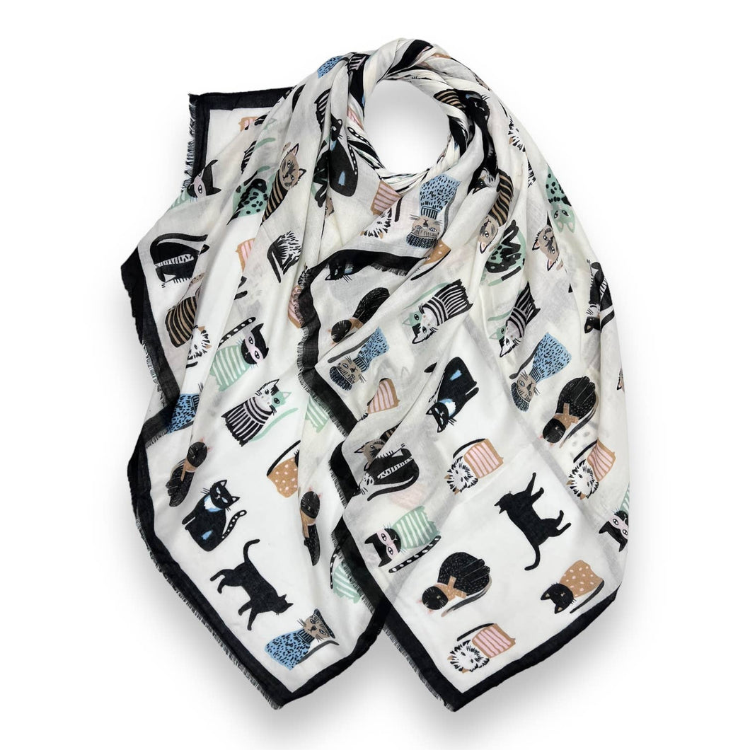 Cats wearing hats print scarf