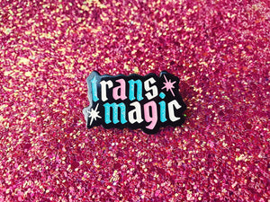 Trans Magic Enamel Pin - Glitter Trans Flag Colors