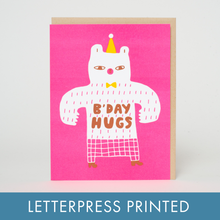 Load image into Gallery viewer, Birthday Bear Hugs Letterpress Greeting Card by Suzy Ultman
