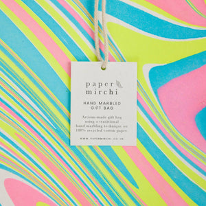Paper Mirchi - Hand Marbled Gift Bags (Large) - Neon