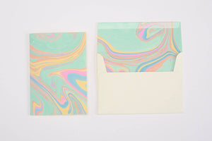 Hand Marbled Greeting Card - Free Spirit Pastel Punch