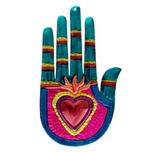 Load image into Gallery viewer, Tesoros Trading Company - Hand Heart Tin Ornament
