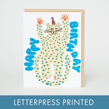 Load image into Gallery viewer, Birthday Party Cheetah Letterpress Greeting Card by Egg Press
