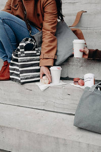 Lunch Tote, Stripes Charcoal