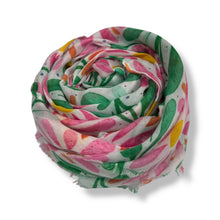 Load image into Gallery viewer, Daisy Flowers With Leaves Scarf - Yellow Blue
