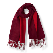 Load image into Gallery viewer, London Scarves - Reversible two tone coloured plain cashmere blend scarf: Burgundy
