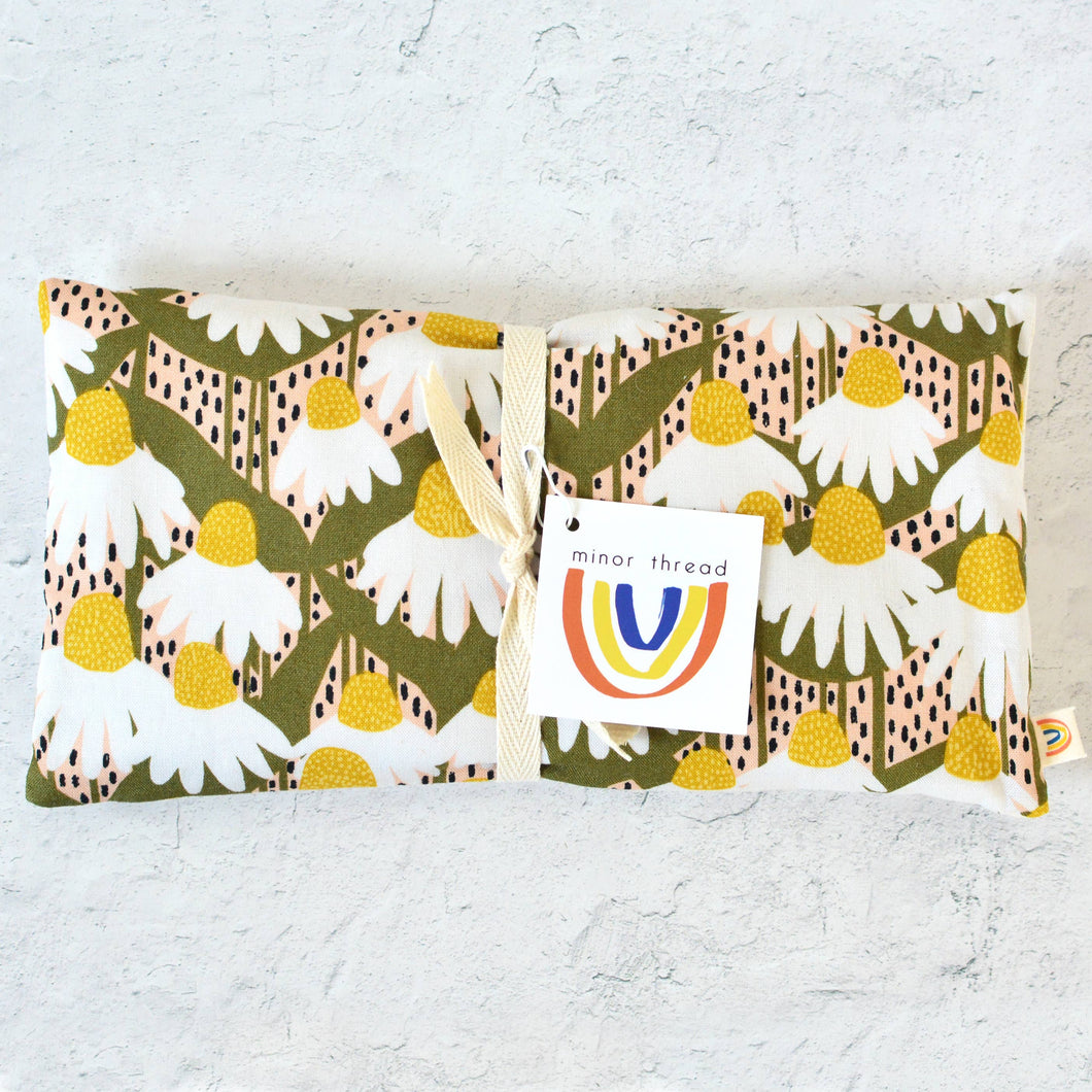 Minor Thread - Weighted Eye Pillow in White Coneflower and Linen: Lavender