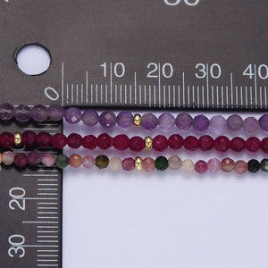 Dainty Beaded Necklace Tourmaline, Ruby