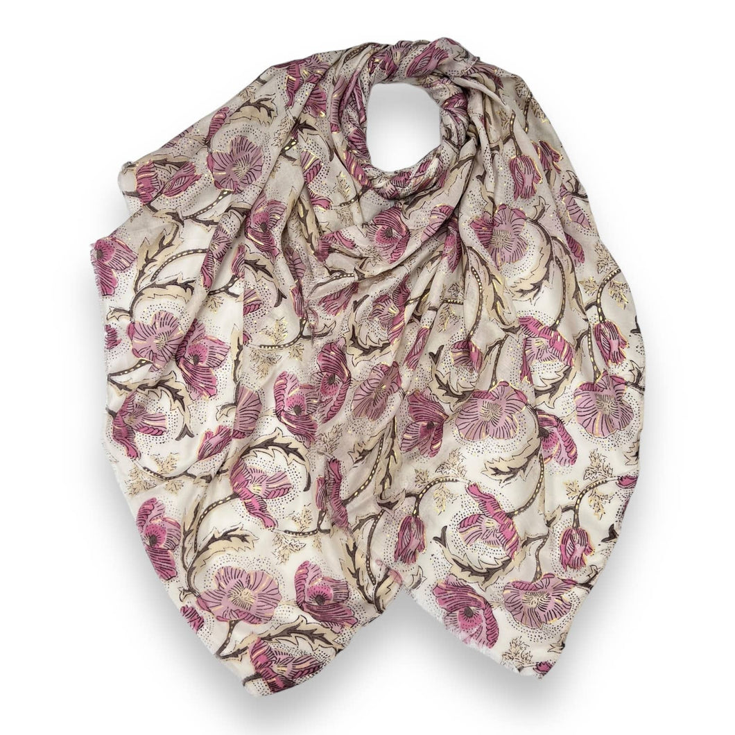 Summer poppy flower print scarf