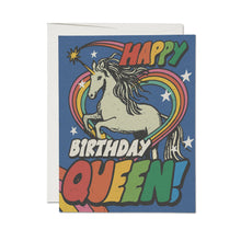 Load image into Gallery viewer, Happy birthday Unicorn Queen greeting card
